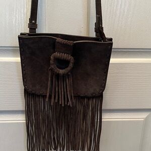 Mossimo Dutti Made in Spain Dark Brown Suede Crossbody Bag Bohemian